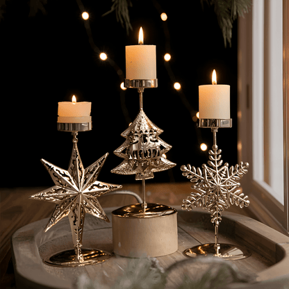GLORIAHOME – Vintage Gold Candle Holder for Elegant Christmas Decoration