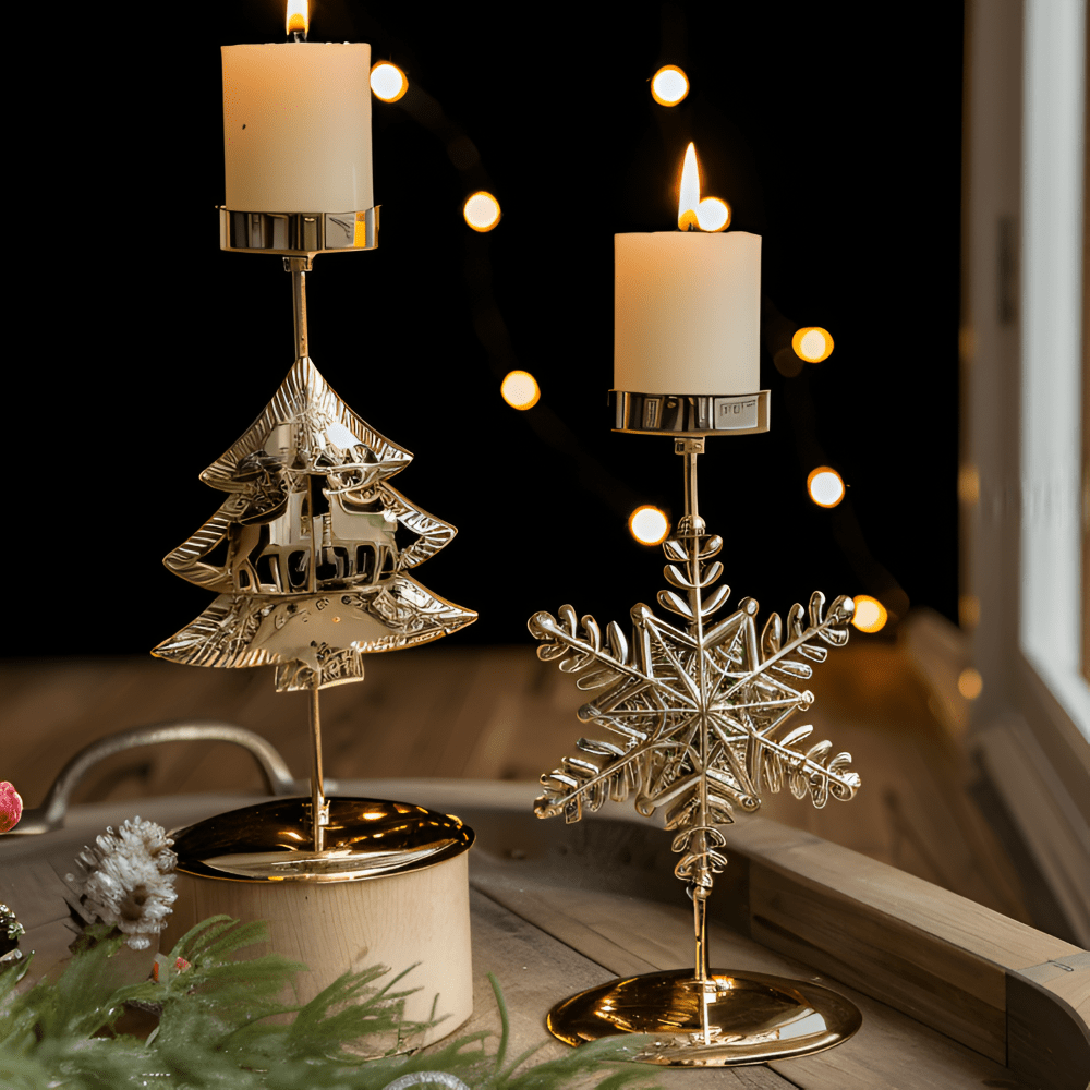 GLORIAHOME – Vintage Gold Candle Holder for Elegant Christmas Decoration