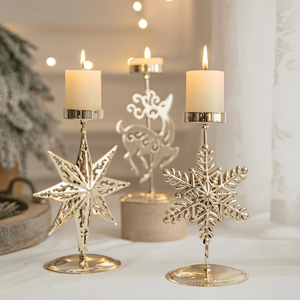 GLORIAHOME – Vintage Gold Candle Holder for Elegant Christmas Decoration