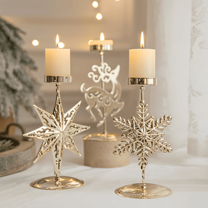 GLORIAHOME – Vintage Gold Candle Holder for Elegant Christmas Decoration