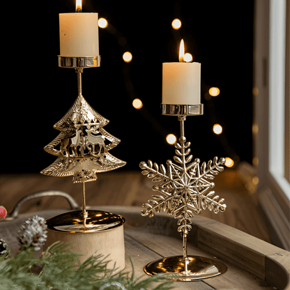 GLORIAHOME – Vintage Gold Candle Holder for Elegant Christmas Decoration