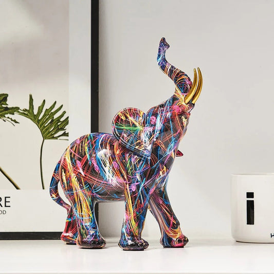 INKTRUNK – Lively graffiti elephant figure for artistic home decoration