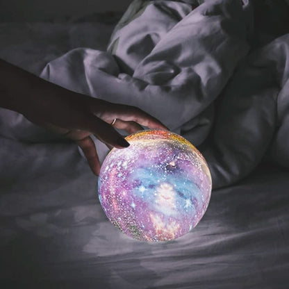 GALAXY MOONLAMP - 3D moon lamp with 16 colours & wooden stand