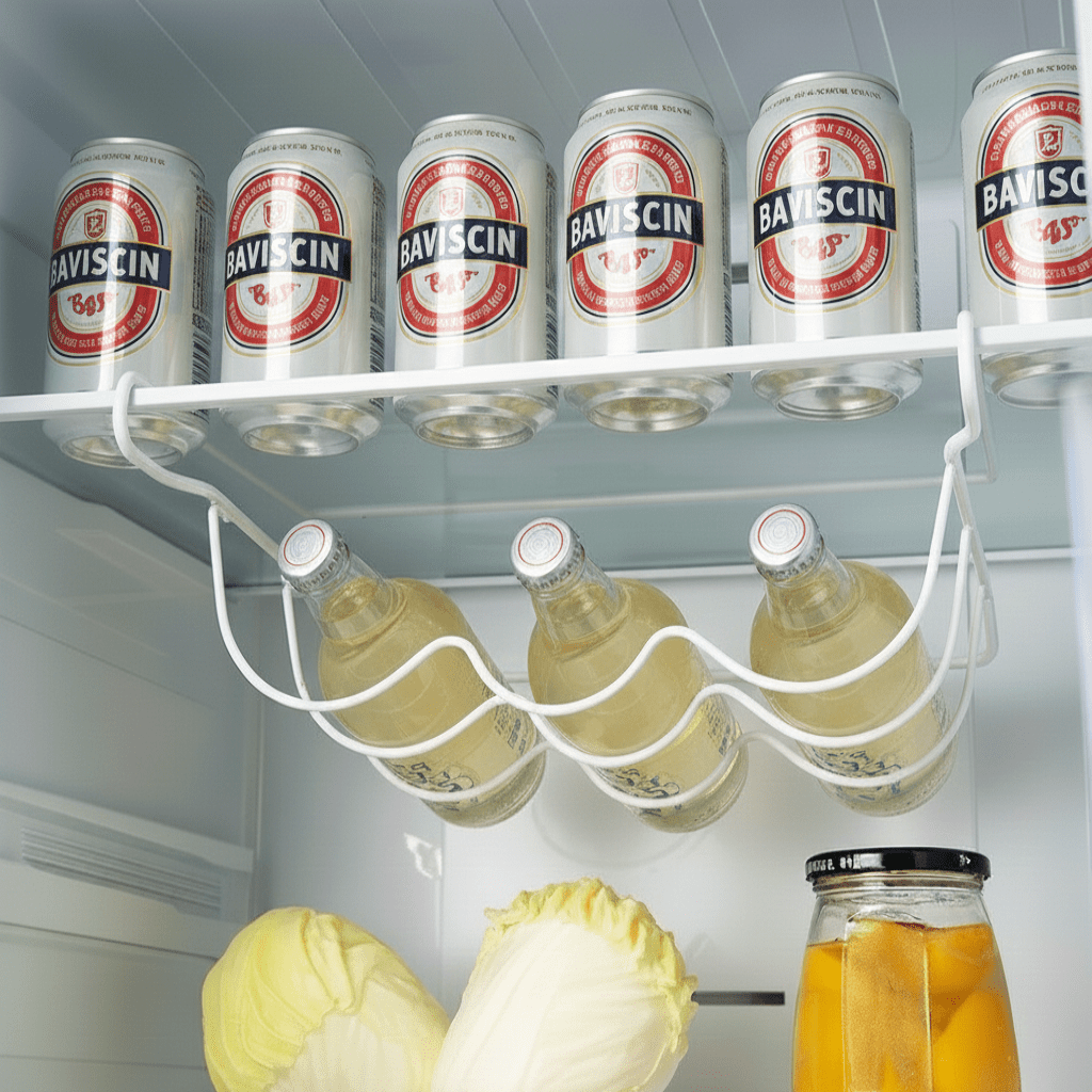 ROLLRACK – Space-saving rolling bottle holder for refrigerator shelves