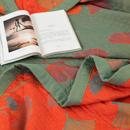 GinkgoQuilt – Cotton Bedding Set with Botanical Pattern