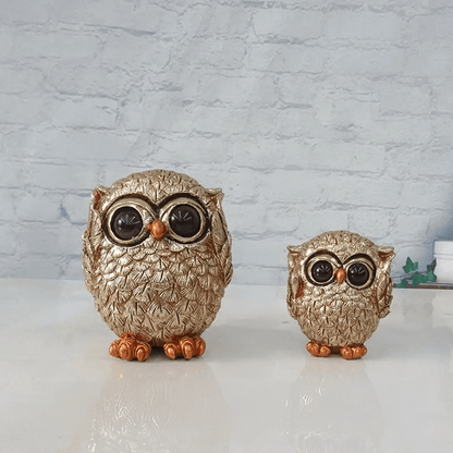 Gold owl decorative statue - Hand-carved & nostalgic for your home