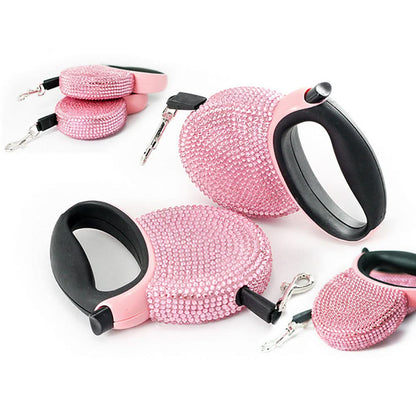 SPARKPAW – Luxury Retractable Leash with Rhinestones for Small Dogs & Cats
