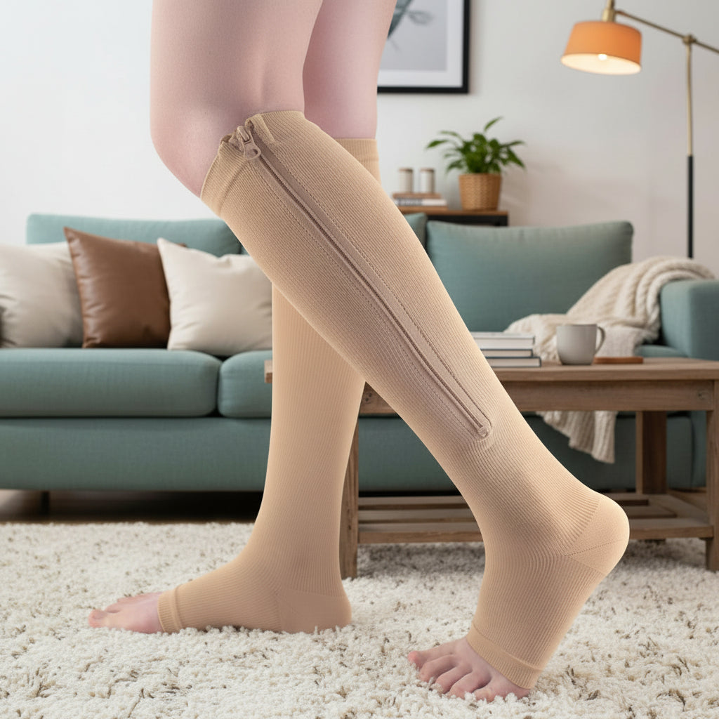 SupportEase - support stockings with zip for comfortable compression & easy handling