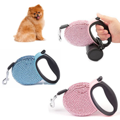 SPARKPAW – Luxury Retractable Leash with Rhinestones for Small Dogs & Cats