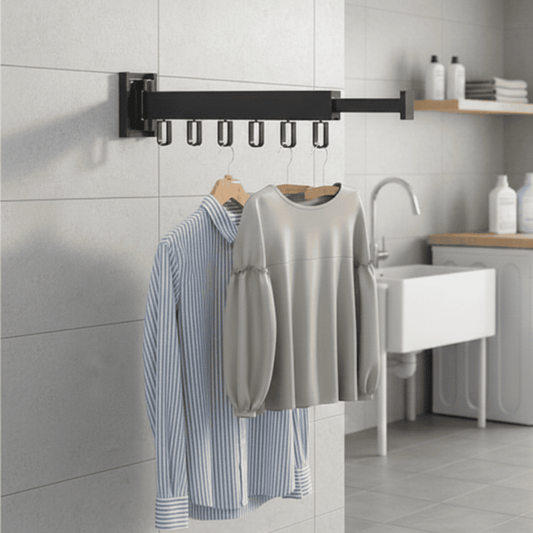 FOLDMOUNT – Wall dryer with retractable frame and foldable clothes hanger