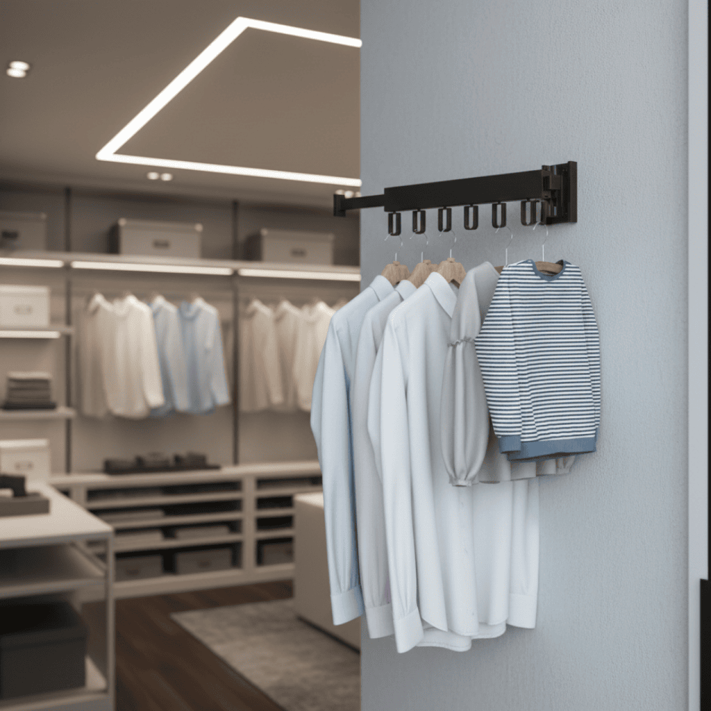 FOLDMOUNT – Wall dryer with retractable frame and foldable clothes hanger