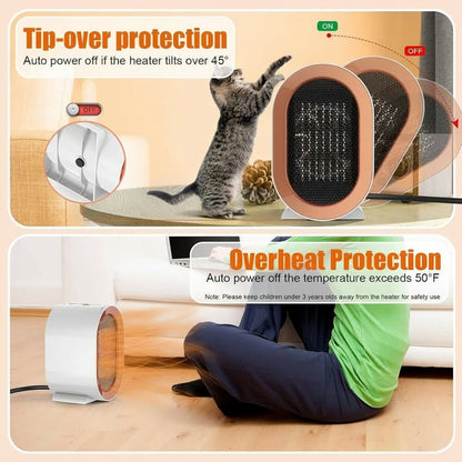 WARMFLOW – Mini electric heater with ceramic fan and energy-saving room heat