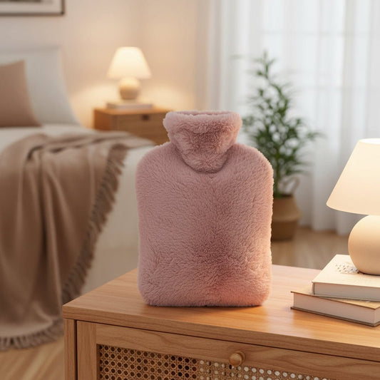 HEATZEN – 2-liter hot water bottle with soft plush cover for soothing warmth