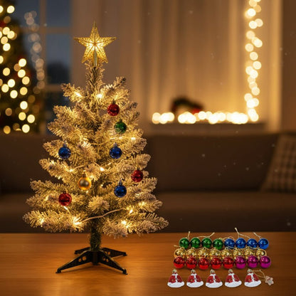 JOLLYBRIGHT – Pre-decorated Table Christmas Tree (60 cm) with Complete Ornament Set