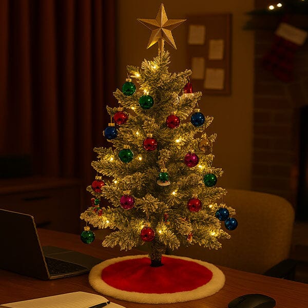 JOLLYBRIGHT – Pre-decorated Table Christmas Tree (60 cm) with Complete Ornament Set