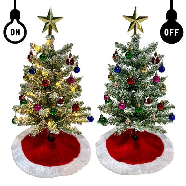 JOLLYBRIGHT – Pre-decorated Table Christmas Tree (60 cm) with Complete Ornament Set