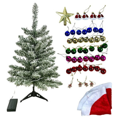 JOLLYBRIGHT – Pre-decorated Table Christmas Tree (60 cm) with Complete Ornament Set