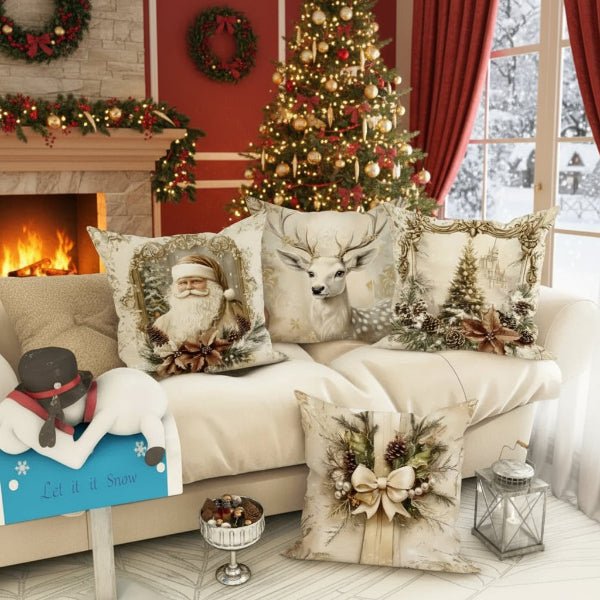 SNOWBOW – Festive velvet cushion covers with vintage Christmas motifs