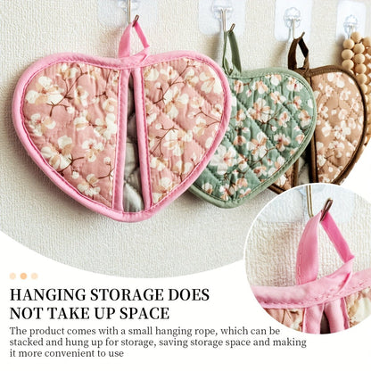 WARMHEART – Heat-resistant heart-shaped pot holders in floral vintage design