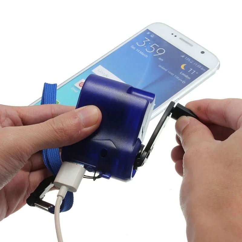 CRANKCHARGE – Portable Hand Crank Emergency Charger with USB & LED