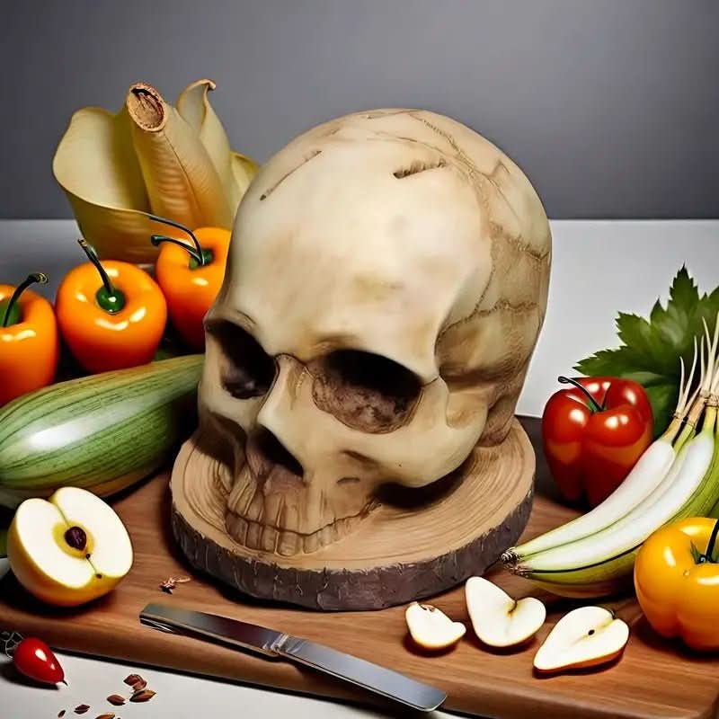 Gothic Skull Knife Holder - Handmade knife holder with skull design for up to 7 knives
