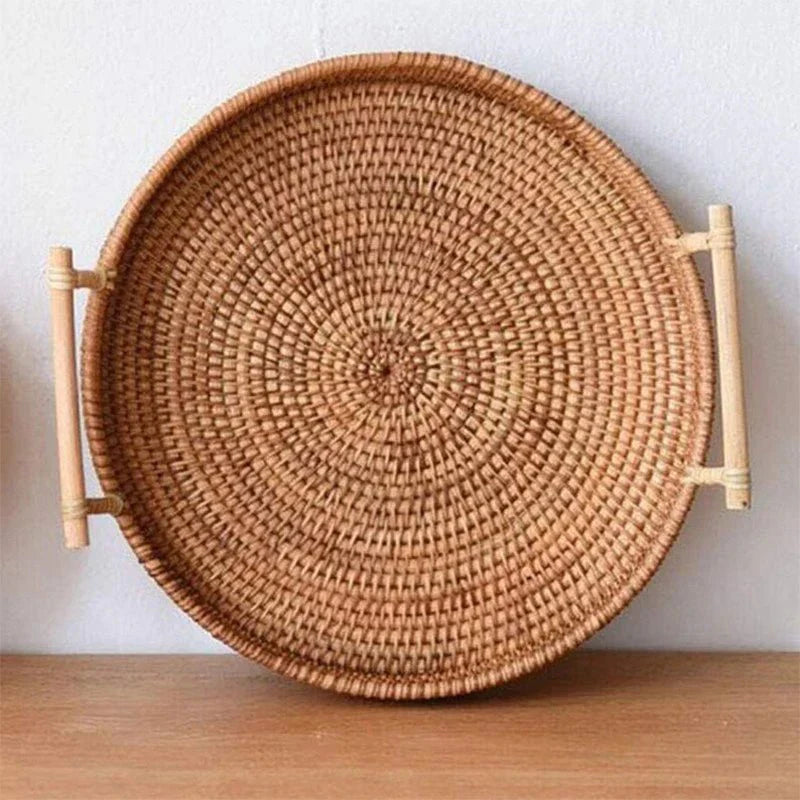 LANDKORB – Handwoven Rattan Tray & Storage Basket with Lid