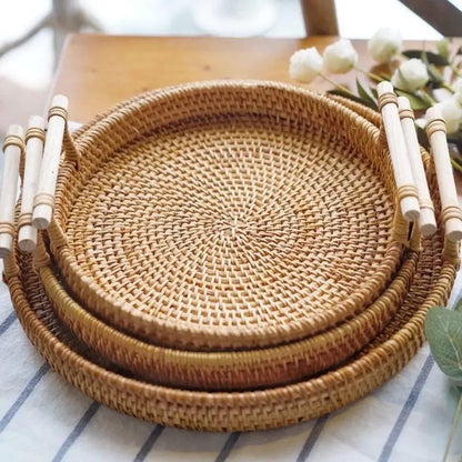 LANDKORB – Handwoven Rattan Tray & Storage Basket with Lid
