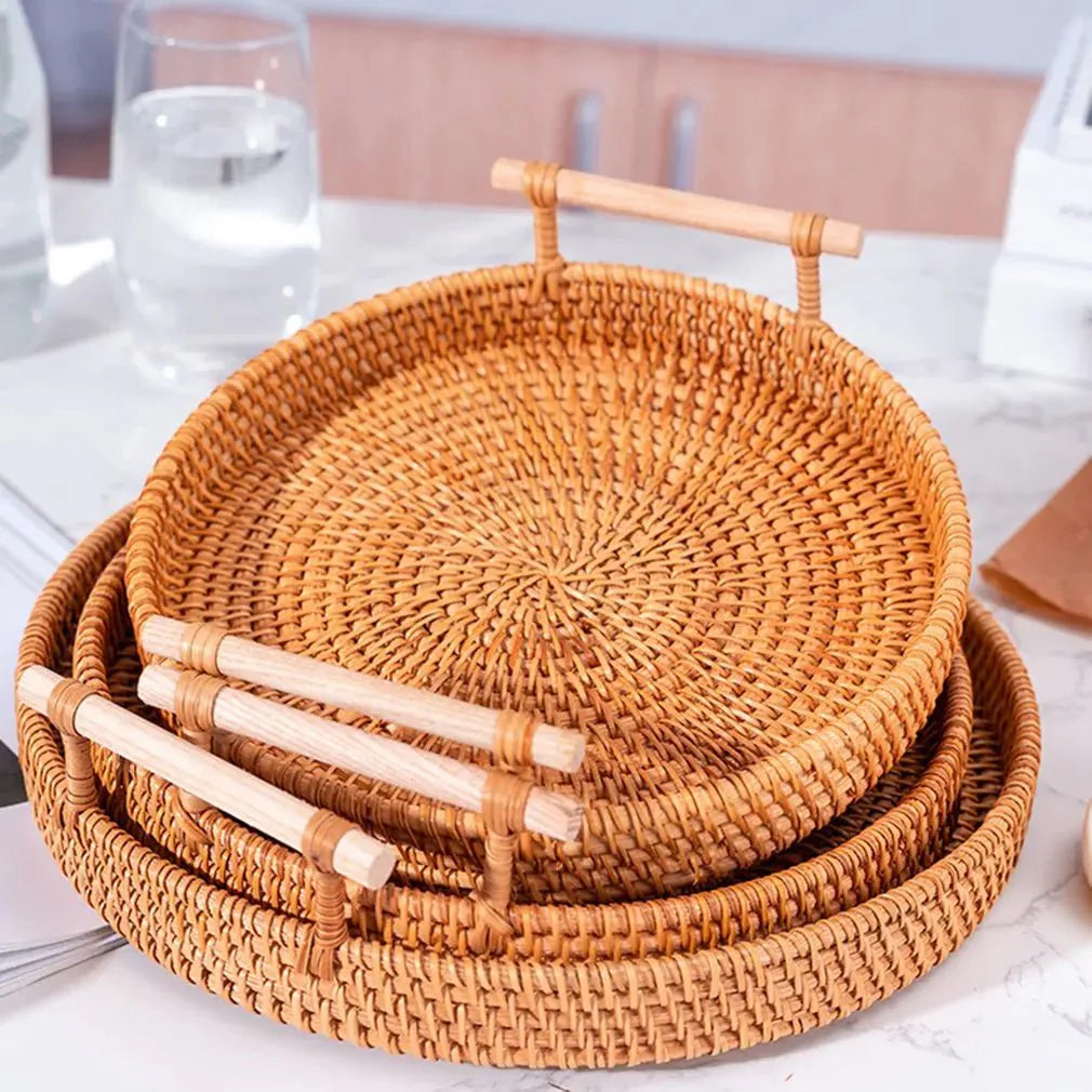 LANDKORB – Handwoven Rattan Tray & Storage Basket with Lid