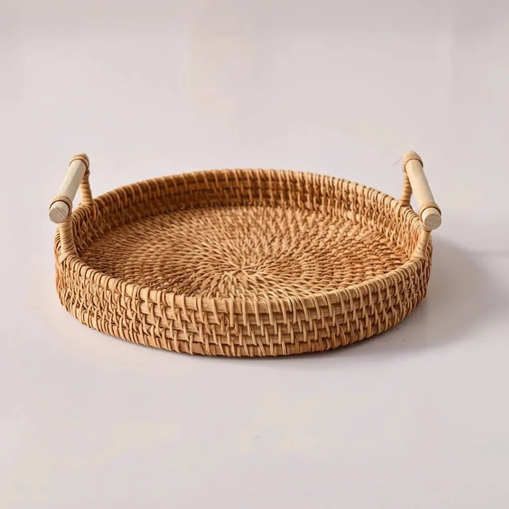 LANDKORB – Handwoven Rattan Tray & Storage Basket with Lid