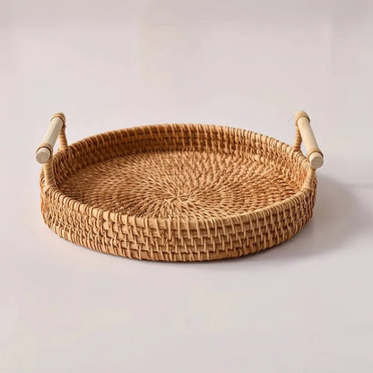 LANDKORB – Handwoven Rattan Tray & Storage Basket with Lid