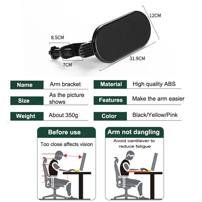 Ergowork Computer Armrest Pro - Ergonomic 180° swivel support against RSI & shoulder complaints