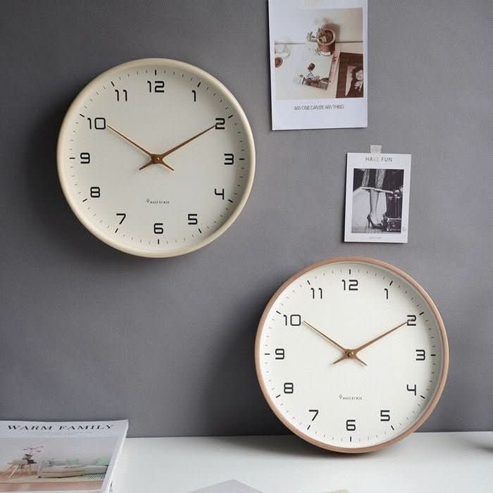 NordicTimber – Modern Solid Wood Wall Clock in Brown & Cream