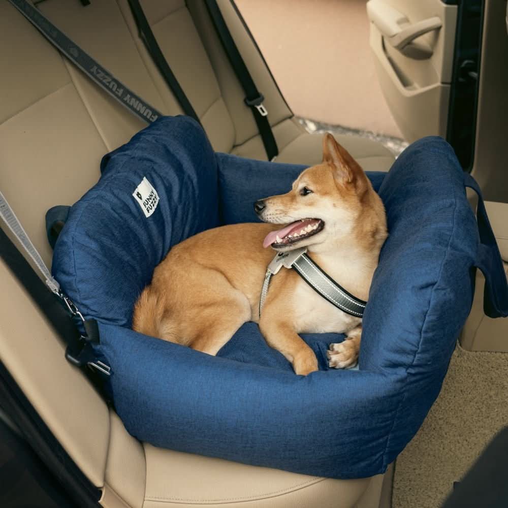 ComfyRide Dog Seat - Dog seat bed with safety belt & non-slip base for car & home