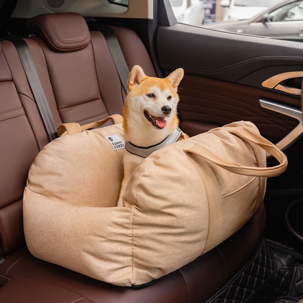 ComfyRide Dog Seat - Dog seat bed with safety belt & non-slip base for car & home