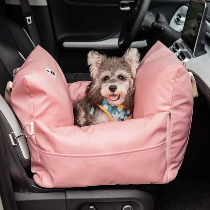 ComfyRide Dog Seat - Dog seat bed with safety belt & non-slip base for car & home