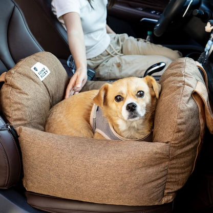 ComfyRide Dog Seat - Dog seat bed with safety belt & non-slip base for car & home