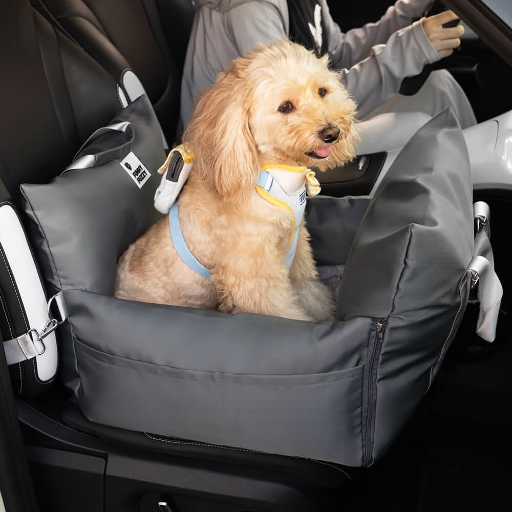 ComfyRide Dog Seat - Dog seat bed with safety belt & non-slip base for car & home