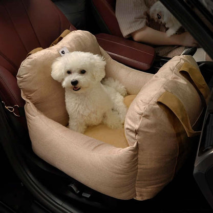 ComfyRide Dog Seat - Dog seat bed with safety belt & non-slip base for car & home
