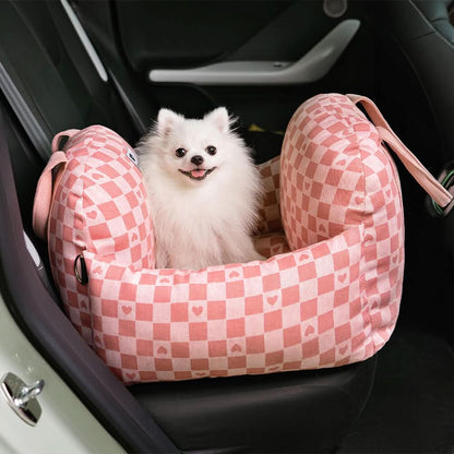 ComfyRide Dog Seat - Dog seat bed with safety belt & non-slip base for car & home