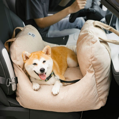 ComfyRide Dog Seat - Dog seat bed with safety belt & non-slip base for car & home
