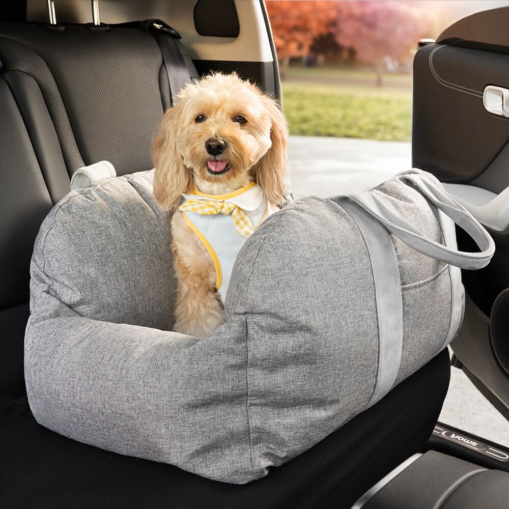 ComfyRide Dog Seat - Dog seat bed with safety belt & non-slip base for car & home