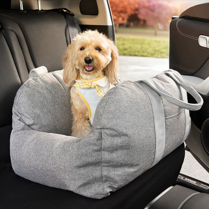 ComfyRide Dog Seat - Dog seat bed with safety belt & non-slip base for car & home