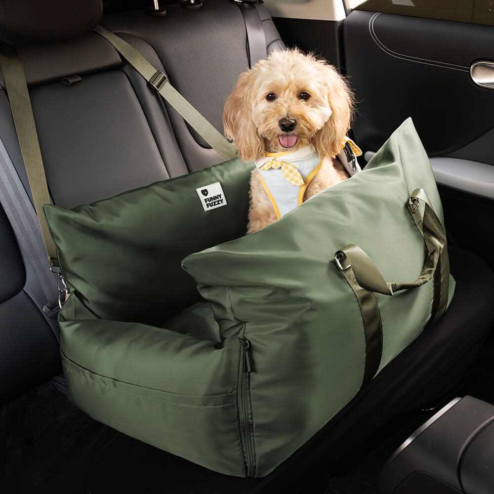 ComfyRide Dog Seat - Dog seat bed with safety belt & non-slip base for car & home