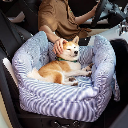 ComfyRide Dog Seat - Dog seat bed with safety belt & non-slip base for car & home