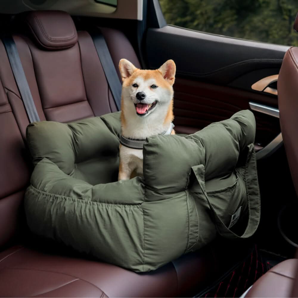 ComfyRide Dog Seat - Dog seat bed with safety belt & non-slip base for car & home