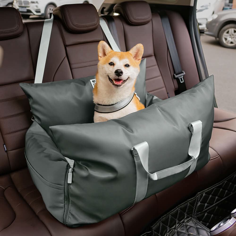 ComfyRide Dog Seat - Dog seat bed with safety belt & non-slip base for car & home