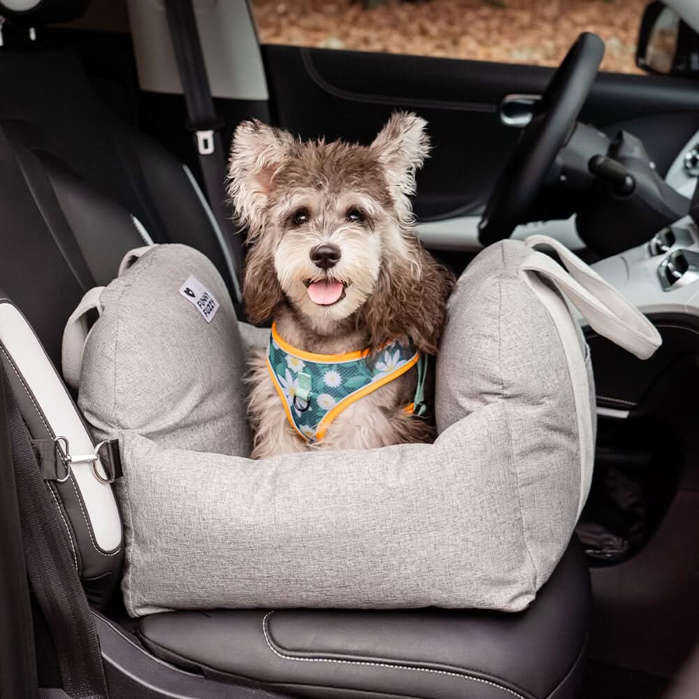 ComfyRide Dog Seat - Dog seat bed with safety belt & non-slip base for car & home