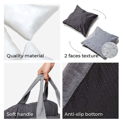 ComfyRide Dog Seat - Dog seat bed with safety belt & non-slip base for car & home