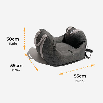 ComfyRide Dog Seat - Dog seat bed with safety belt & non-slip base for car & home