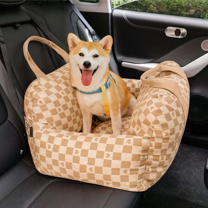 ComfyRide Dog Seat - Dog seat bed with safety belt & non-slip base for car & home